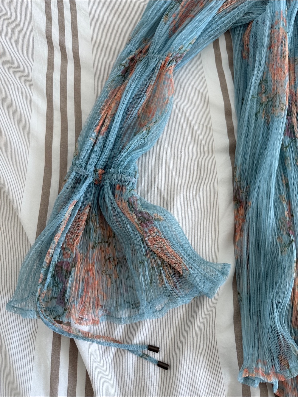 Free People Slate Blue and Pastel Orange Tunic Shirt - Picture 4 of 6